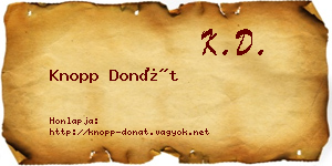Knopp Donát névjegykártya